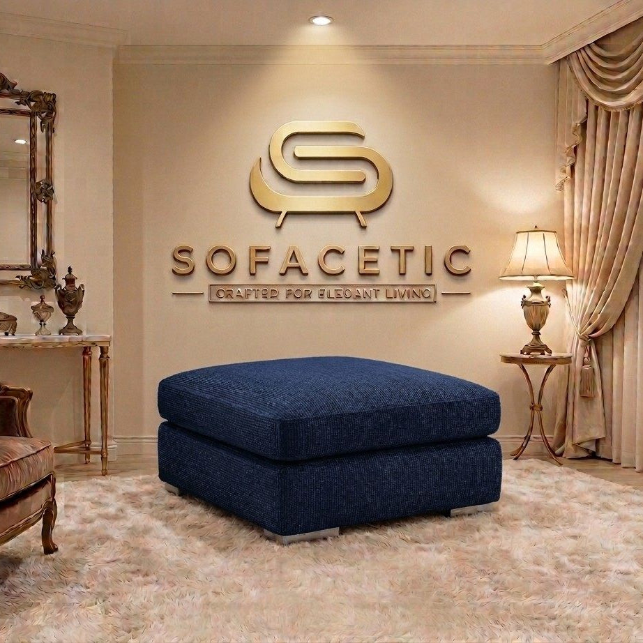 Simple Footstool in Chenile Fabric