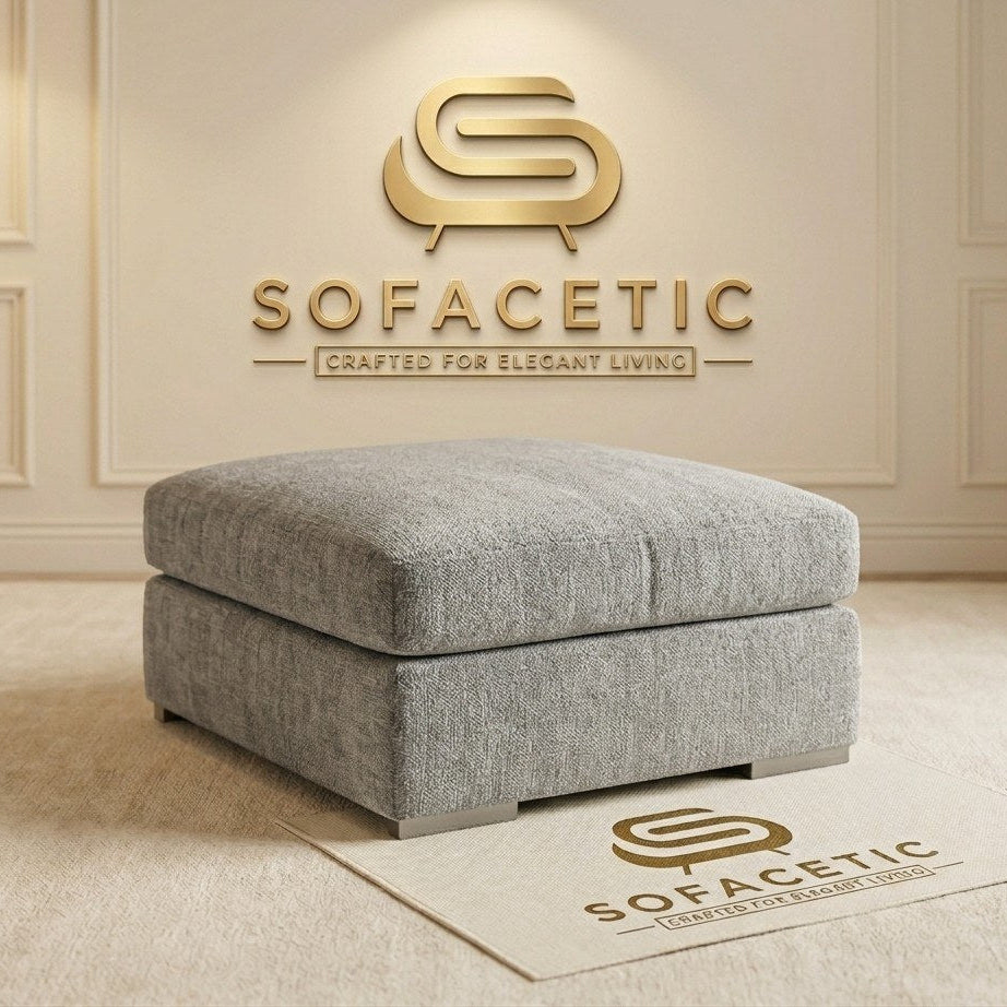 Simple Footstool in Chenile Fabric