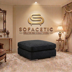 Simple Footstool in Chenile Fabric