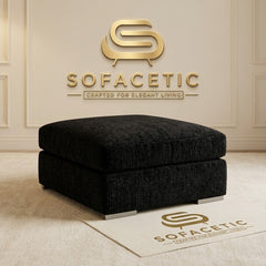Simple Footstool in Chenile Fabric
