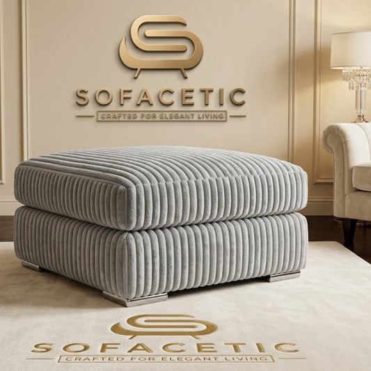 Simple Footstool in Jumbo Cord Fabric
