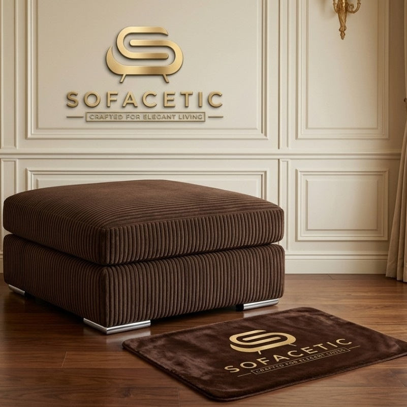 Simple Footstool in Jumbo Cord Fabric