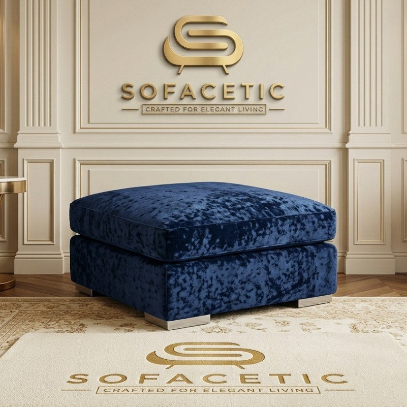 Simple Footstool in Crush Velvet  Fabric