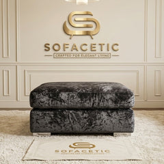 Simple Footstool in Crush Velvet  Fabric