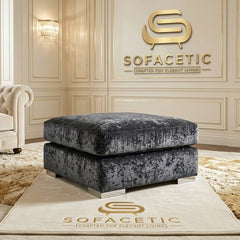 Simple Footstool in Crush Velvet  Fabric