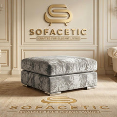 Simple Footstool in Crush Velvet  Fabric