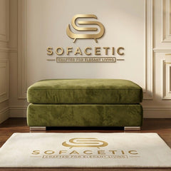Simple Footstool in Plush Velvet Fabric