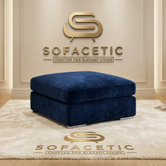 Simple Footstool in Plush Velvet Fabric