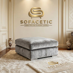 Simple Footstool in Plush Velvet Fabric