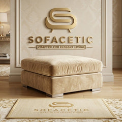 Simple Footstool in Plush Velvet Fabric