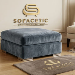 Simple Footstool in Plush Velvet Fabric