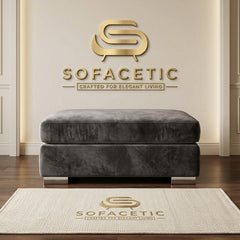 Simple Footstool in Plush Velvet Fabric