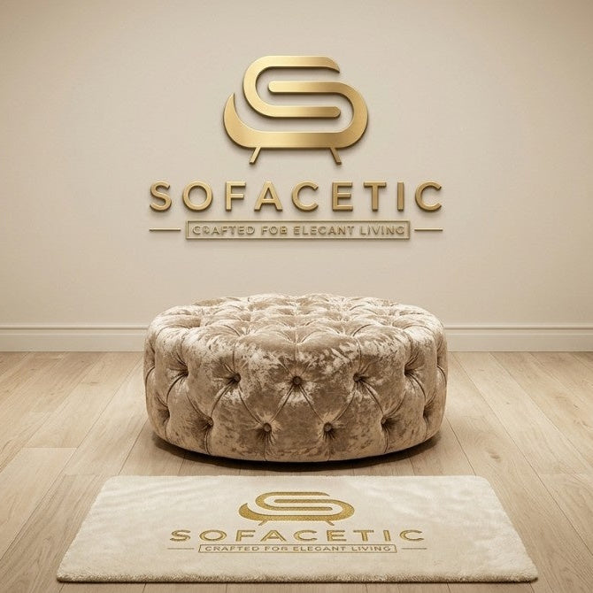 Premium Footstool in Crush Velvet  Fabric