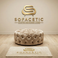 Premium Footstool in Crush Velvet  Fabric