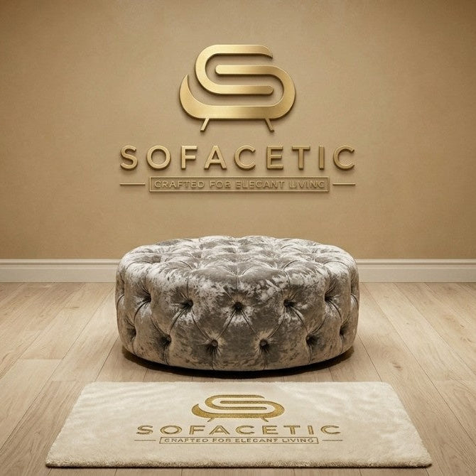 Premium Footstool in Crush Velvet  Fabric