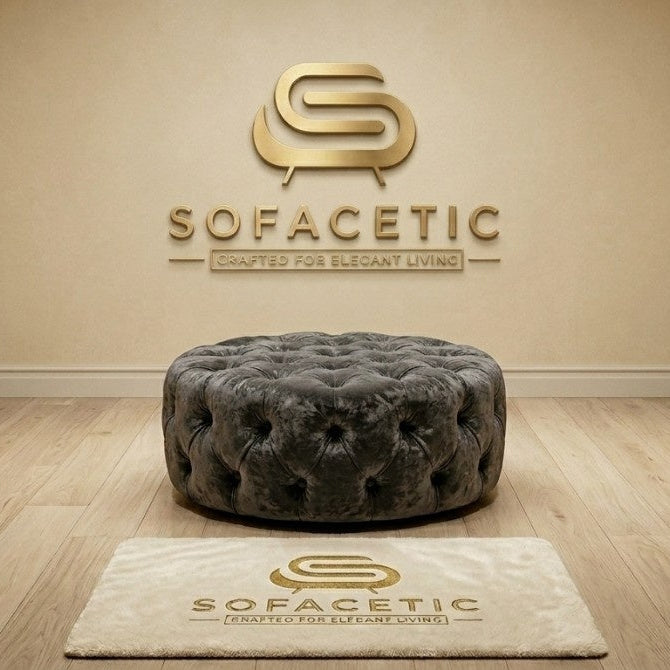 Premium Footstool in Crush Velvet  Fabric