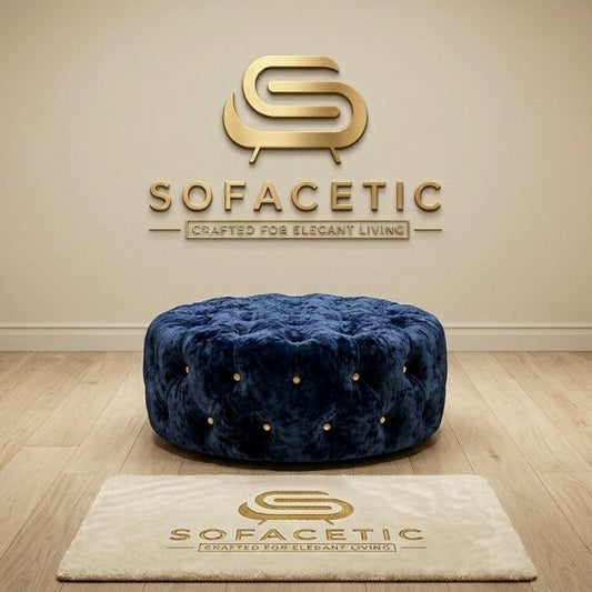 Premium Footstool in Crush Velvet  Fabric