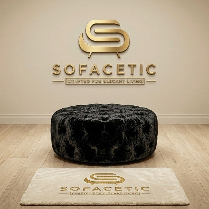 Premium Footstool in Crush Velvet  Fabric