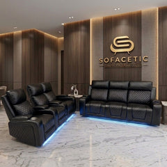 Florida Leather Suite Sofa Black Set