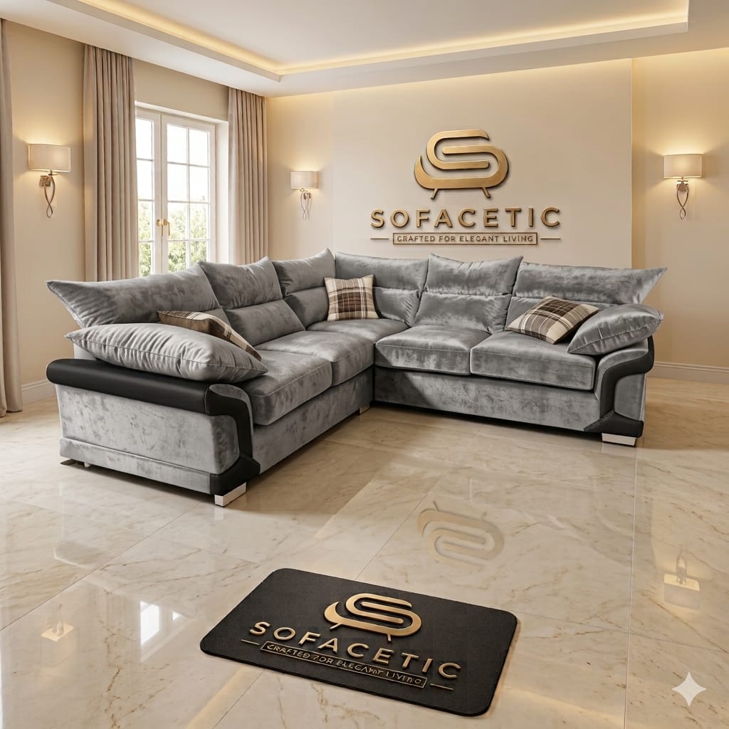 Dino Crushed Velvet Modern Sofa Set