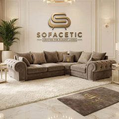 Brixa Plush Velvet Fabric Modern Sofa Set