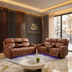 Florida Leather Suite Sofa Brown  Set