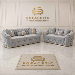 Madrid Plush Velevt Chesterfield Sofa Set