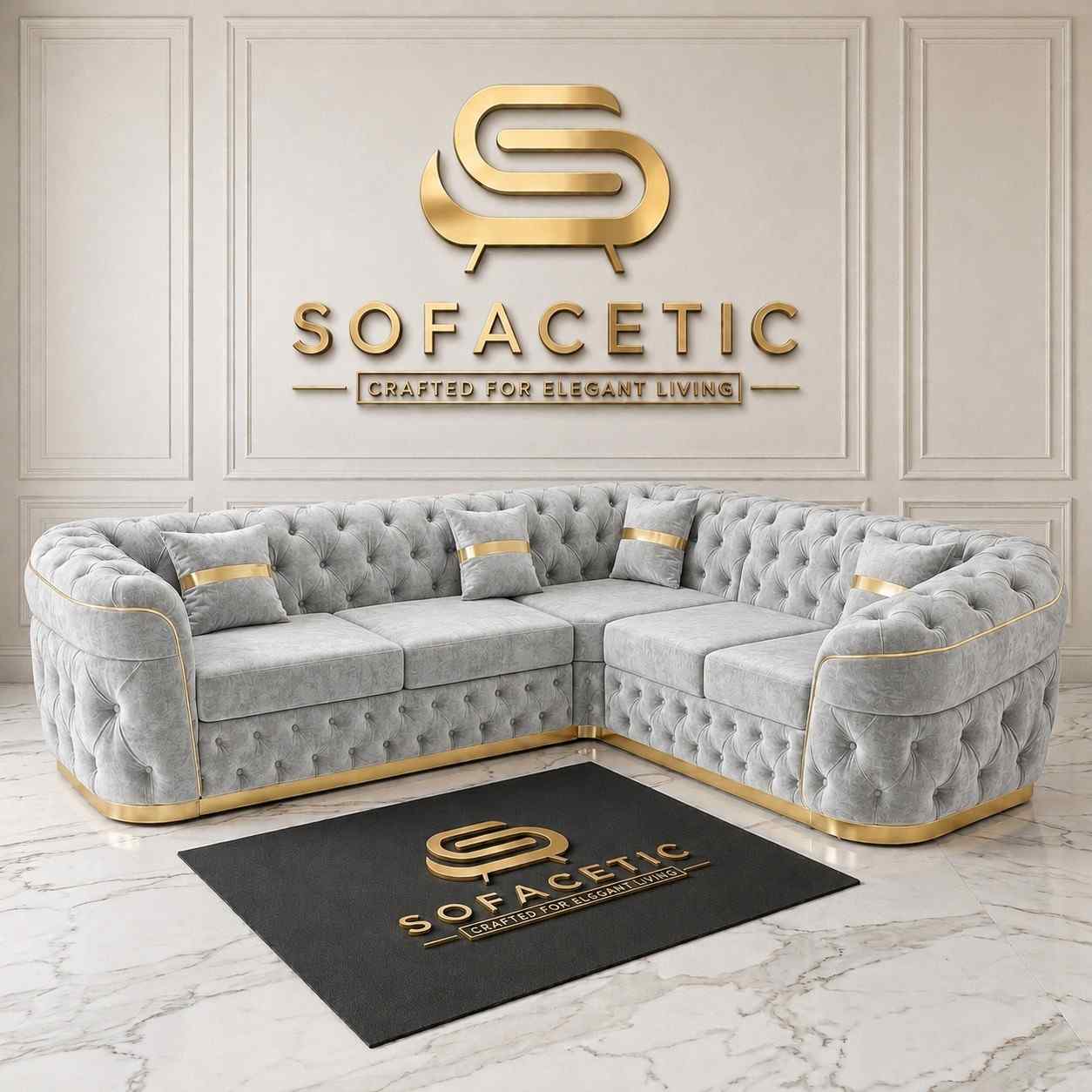 Madrid Plush Velevt Chesterfield Sofa Set
