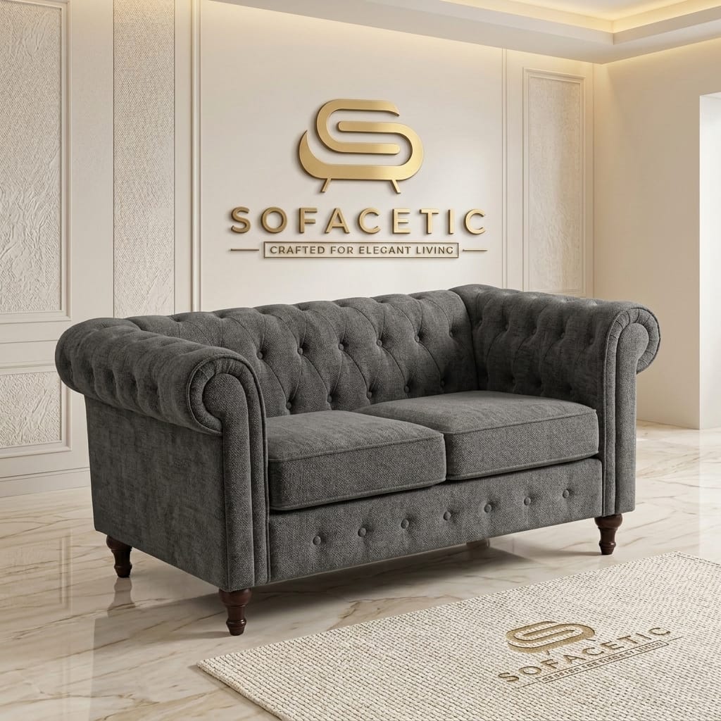 Olympia Chesterfield  Chenile  Sofa Set