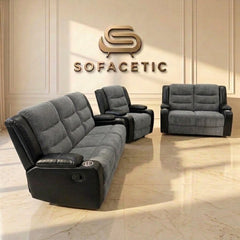 Rio Jumbo Recliner Sofa Grey Set
