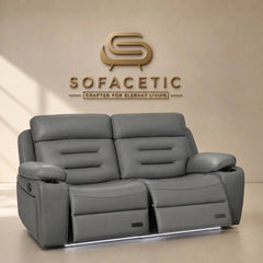 Hafsa Leather Suite Recliner Sofa Grey Set