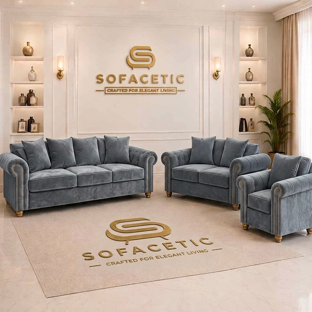 Olympia Ashwin Plush velvet Sofa Set