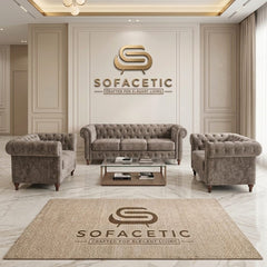 Olympia Chesterfield  Chenile  Sofa Set