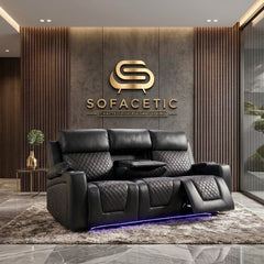 Florida Leather Suite Sofa Black Set