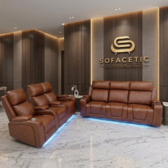Florida Leather Suite Sofa Brown  Set