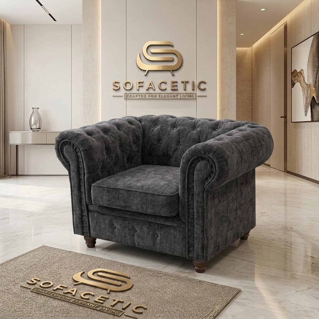 Olympia Chesterfield  Chenile  Sofa Set