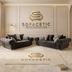 Brixa Plush Velvet Fabric Modern Sofa Set