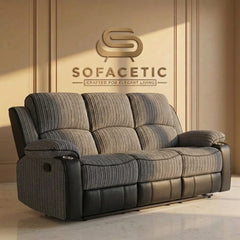 Rio Jumbo Recliner Sofa Grey Set