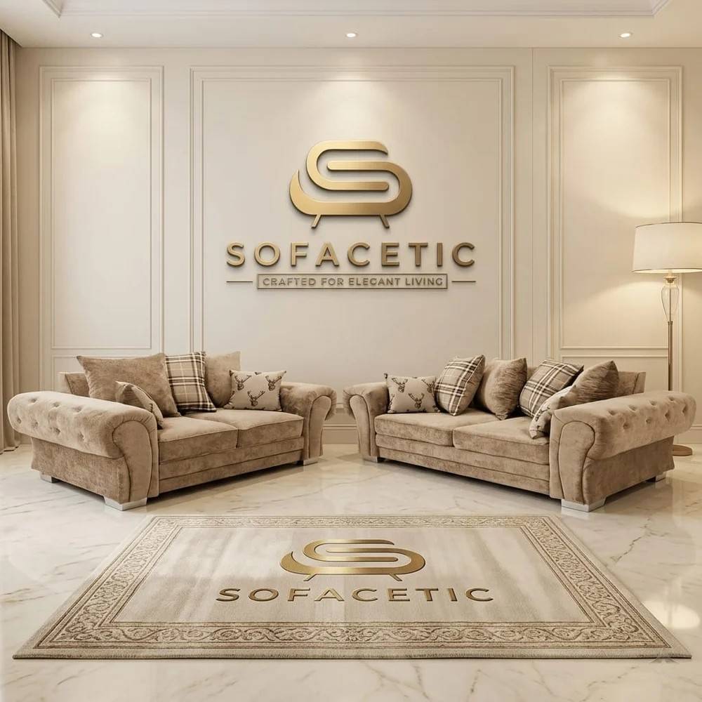 Brixa Chenile Fabric Modern Sofa Set