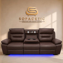 Hafsa Leather Suite Recliner Sofa Brown  Set