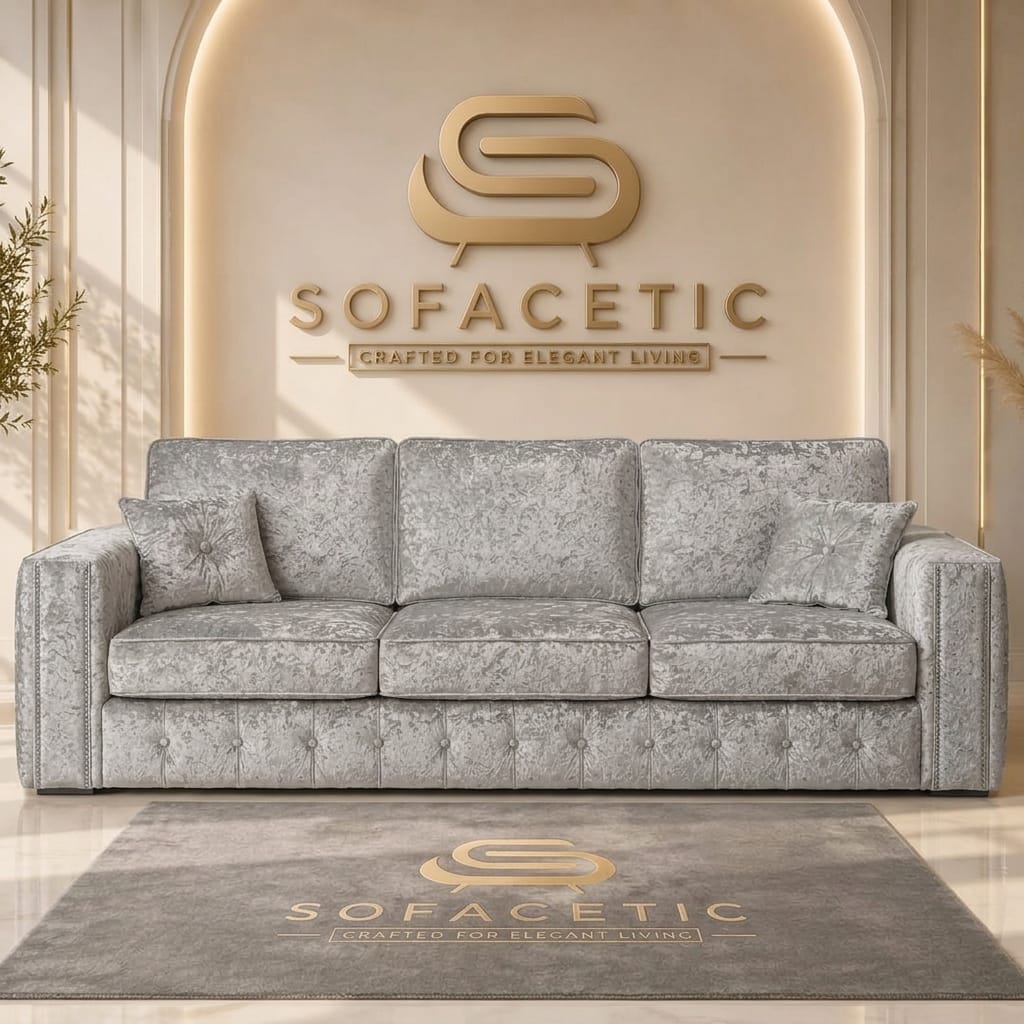 Ruby Alaska Crush Velvet  Sofa Set