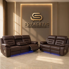 Hafsa Leather Suite Recliner Sofa Brown  Set