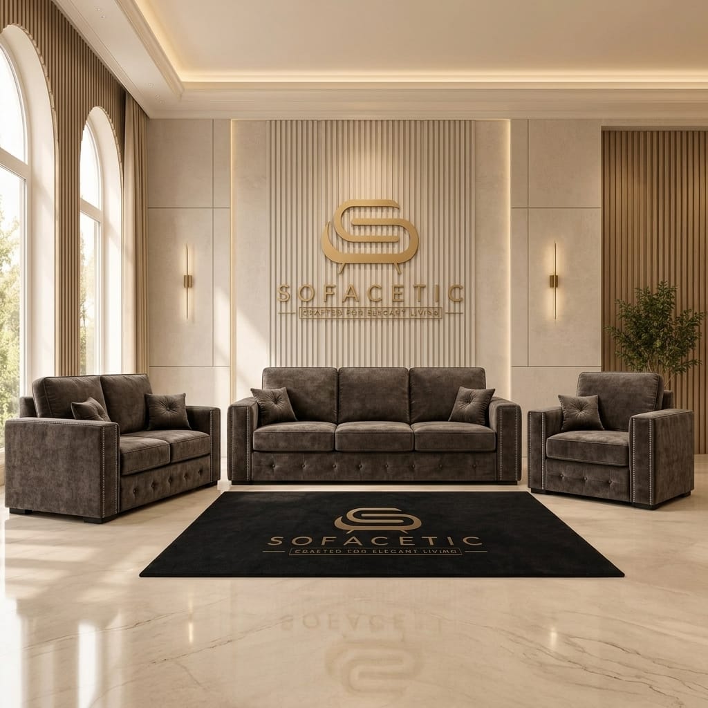 Ruby Alaska Chenile Sofa Set
