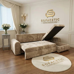 Napnest Crush Velvet Corner Sofa Bed