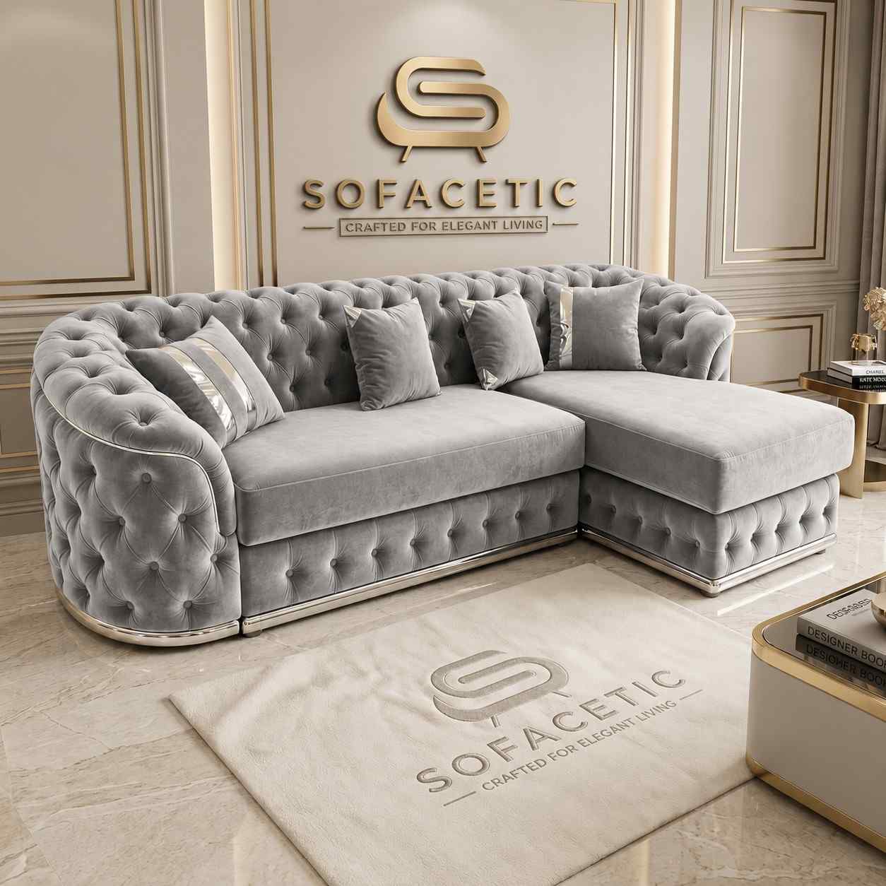 Madrid Plush Velevt Chesterfield Sofa Set