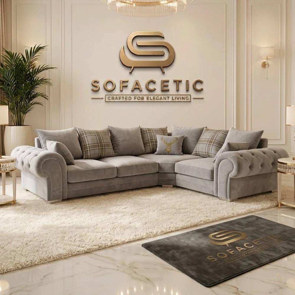 Brixa Plush Velvet Fabric Modern Sofa Set