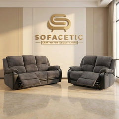 Rio Jumbo Recliner Sofa Grey Set