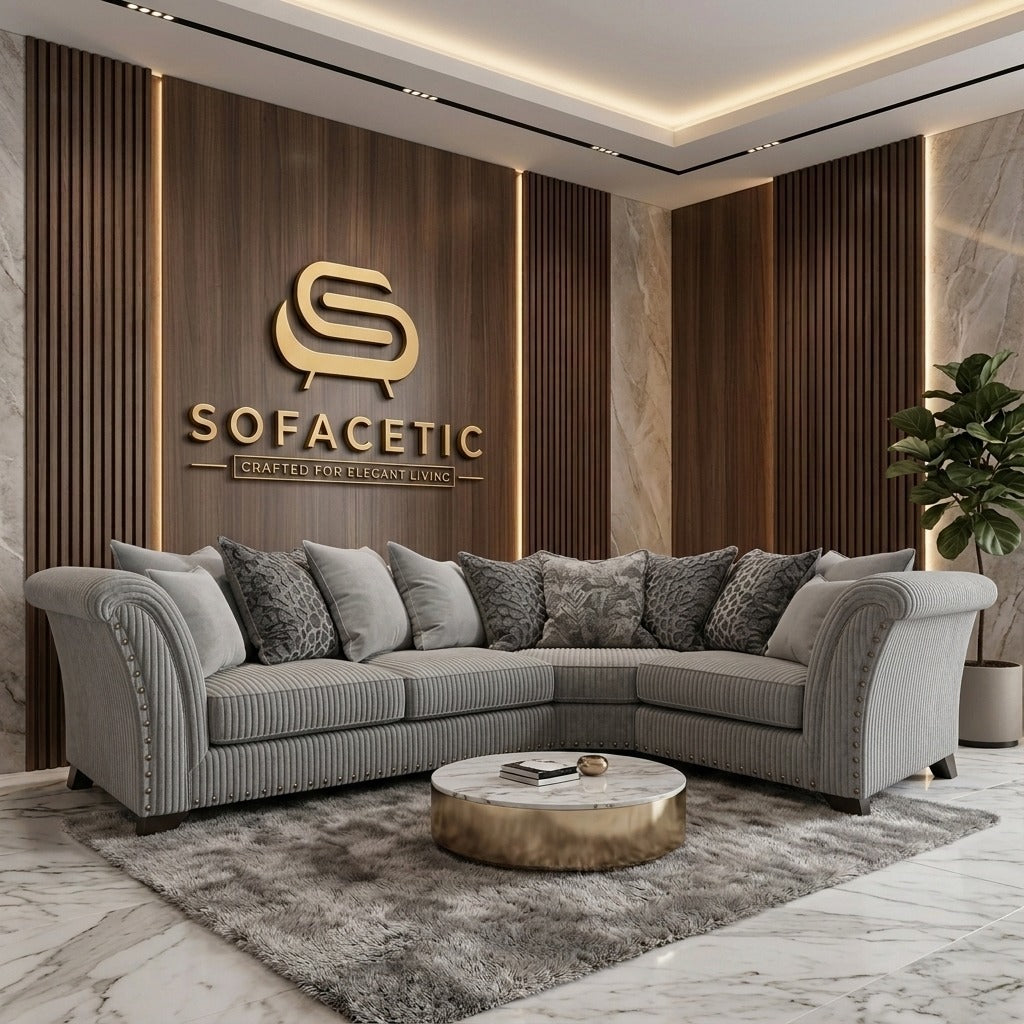 Juxen Jumbo Cord Designer Sofa Set