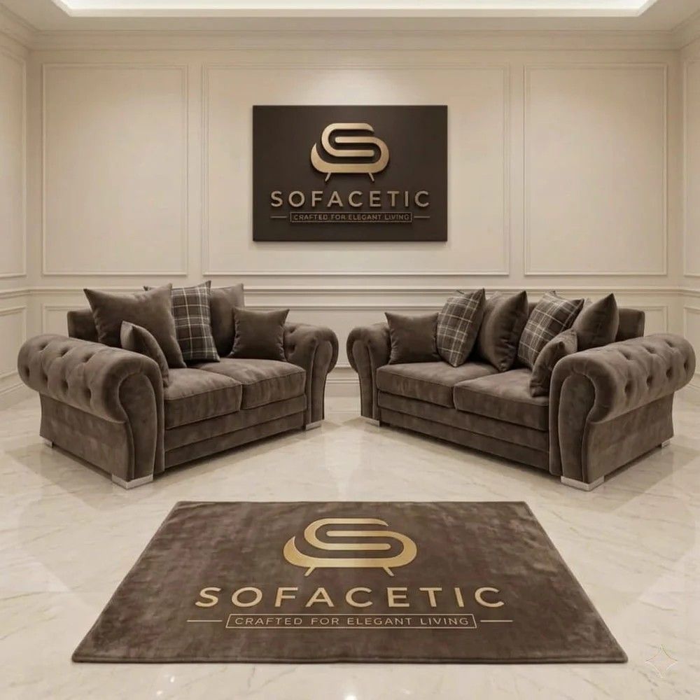 Brixa Plush Velvet Fabric Modern Sofa Set