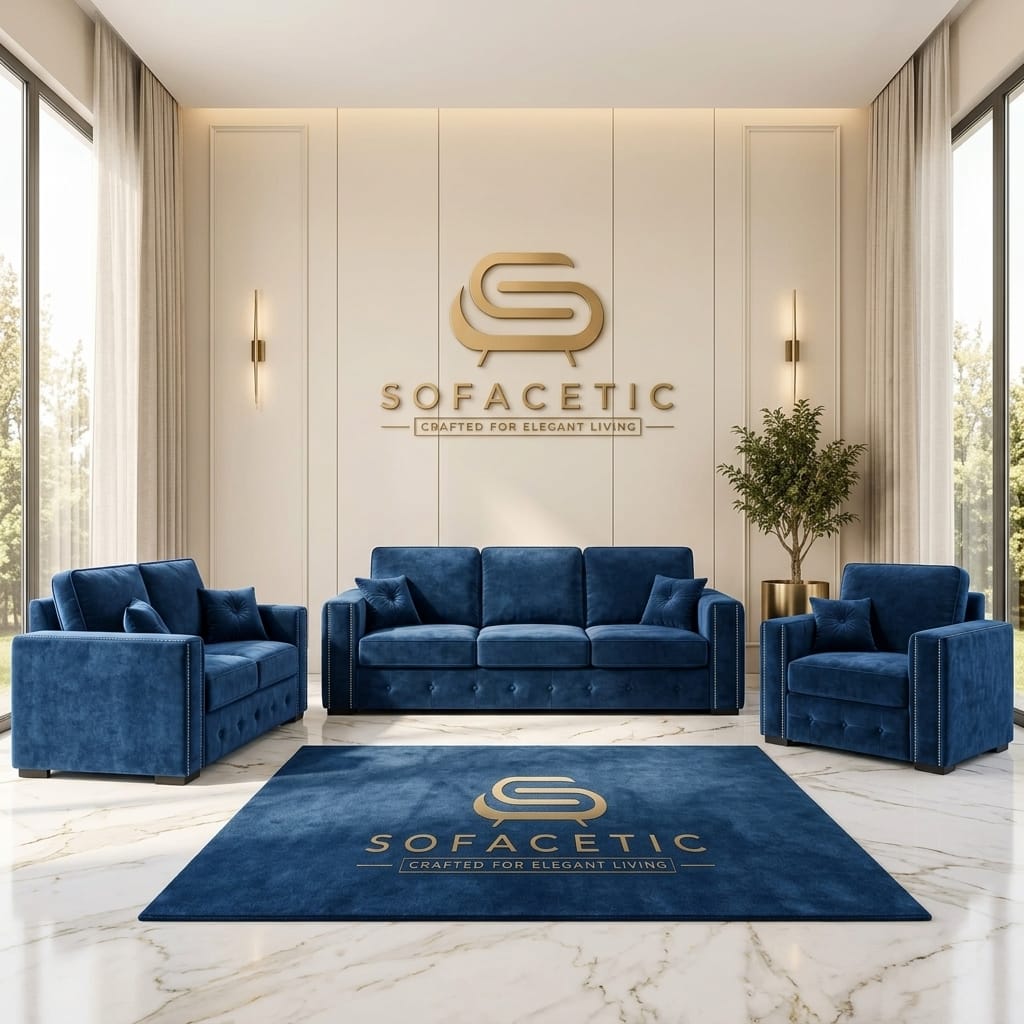 Ruby Alaska Plush velvet Sofa Set